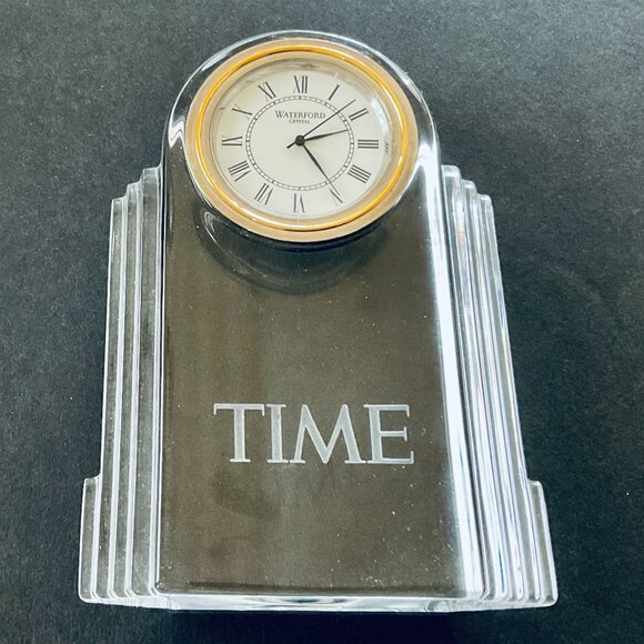 WATERFORD Clock Engraved with TIME on it.  EUC - Picture 1 of 5